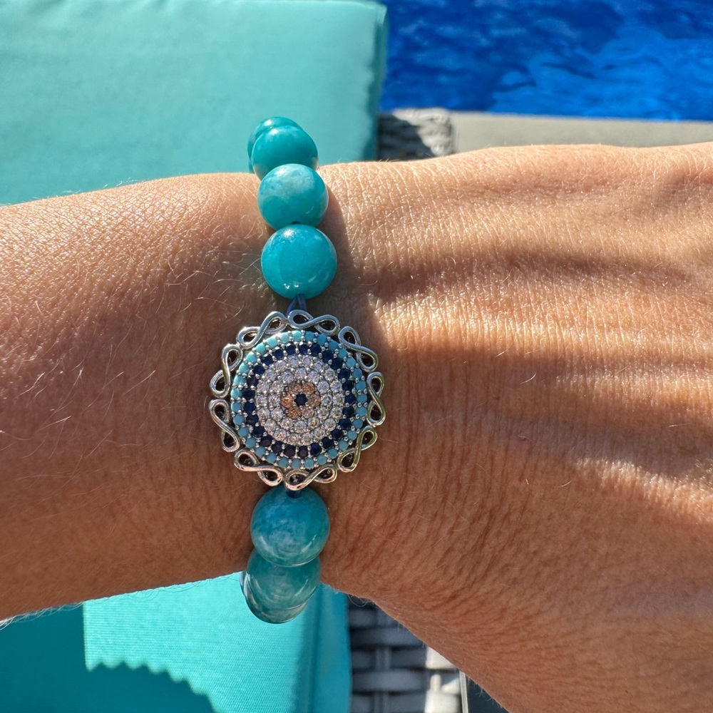 Elegant Silver and Blue Beaded Bracelet